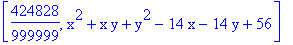 [424828/999999, x^2+x*y+y^2-14*x-14*y+56]